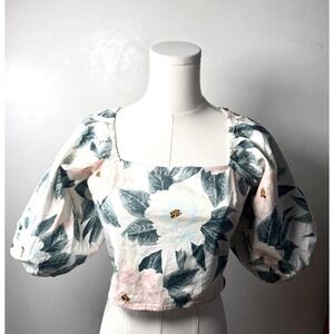 BILLABONG x Salty Blonde Sun Glow Floral Square Neck Crop Top NWOT Women's Sz L